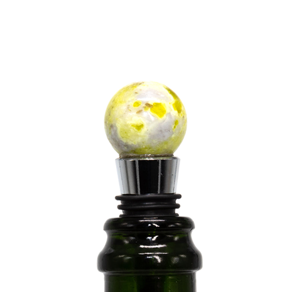 Lemon Quartz Sphere Bottle Stopper