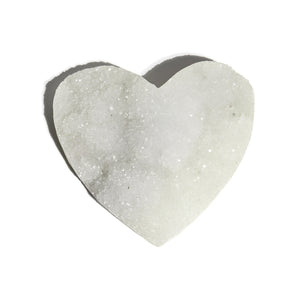 White Sugar Quartz Druzy Heart